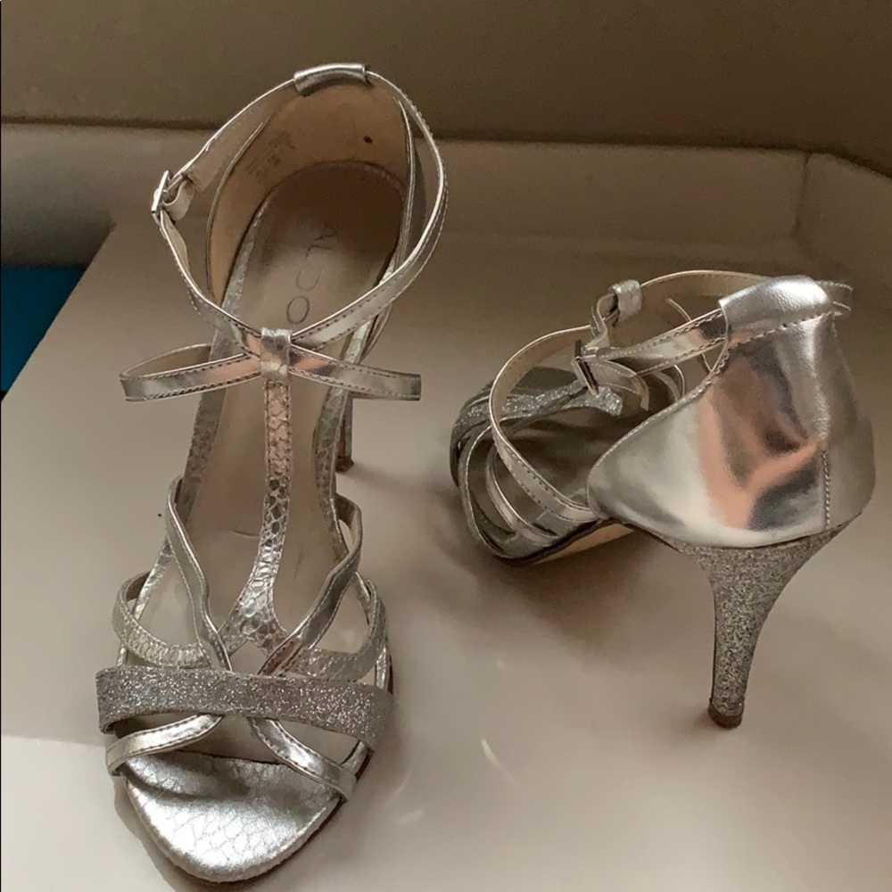Sparkling silver heels